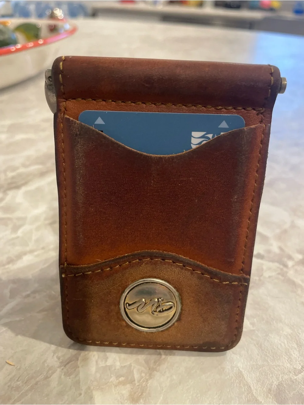 Leather Brown Leather Money Clip Wallet